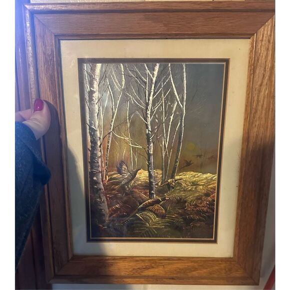 Pheasants Foil Wall Art Picture Rustic Hologram Decor bird hunting - Picture 2 of 10